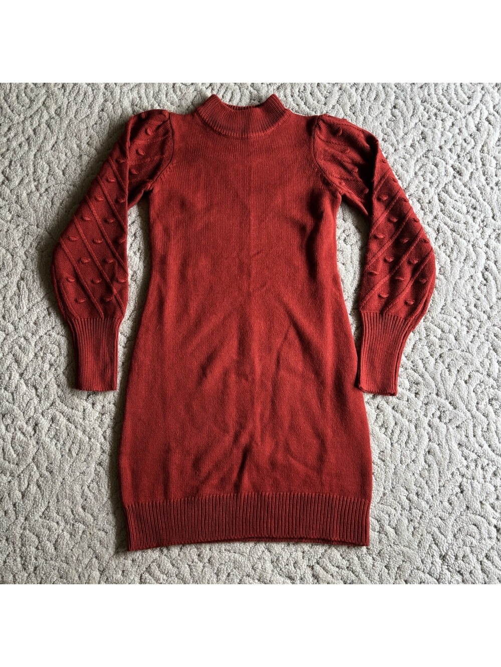 Willow Glenn Rust Orange Solid Sweater Dress Mock Neck Long Sleeve XSmall